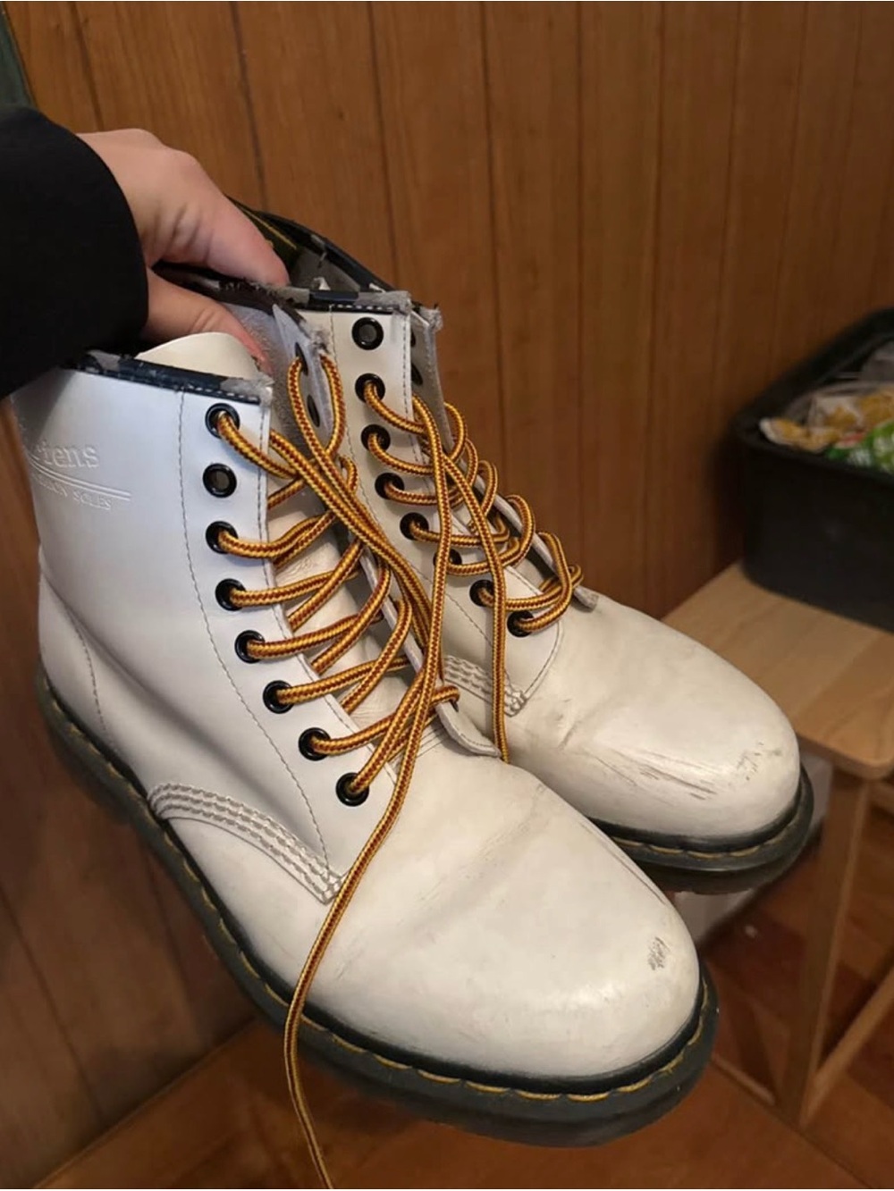 Dr. Martens (Docs) White Leather Lace-Up Boots - Men’s 8 - New Laces - Punk